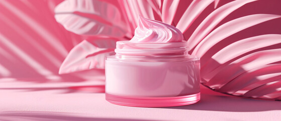 Cosmetic cream background 3D render copy space