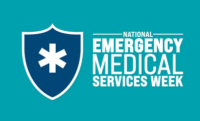 May is National EMS Week or Emergency Medical Services Week background template. Holiday concept. use to background, banner, placard, card, and poster design template with text inscription