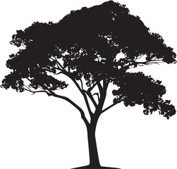 tree silhouette vector black on white background, 
