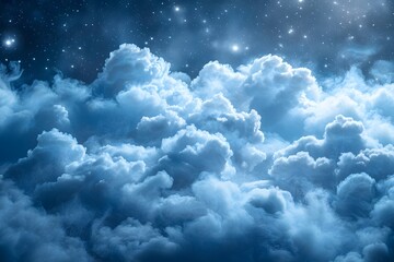 Fototapeta premium Night Sky Blanketed With Clouds and Stars. Generative AI