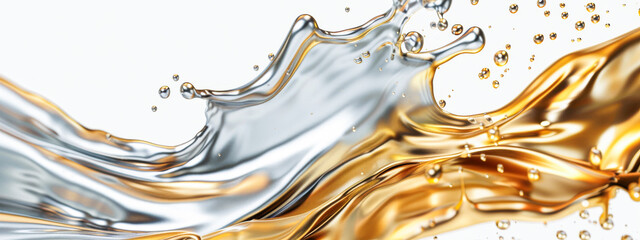 Fluid Motion of Splashing Gold and Silver Liquid Texture - obrazy, fototapety, plakaty