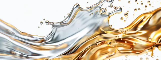 Foto op Canvas Fluid Motion of Splashing Gold and Silver Liquid Texture © Oksa Art