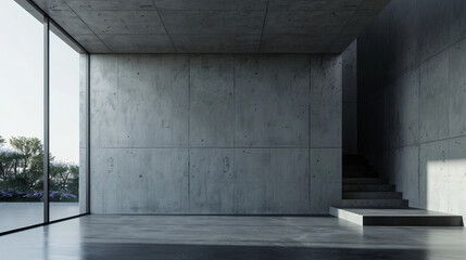Dark room with empty concrete wall background 
