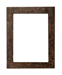 Retro old faded vintage wooden blank picture frame isolated on white