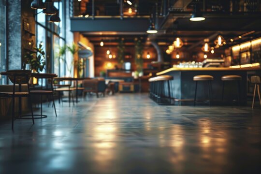 A blur-focused image capturing the sophisticated and welcoming atmosphere of an upscale coffee shop