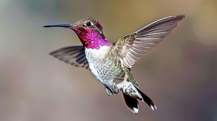 Naklejka premium Energetic hummingbirds in vibrant flight aiming for flower nectar in a captivating display