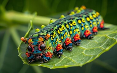 Striking image of a vibrant and spotted caterpillar, showcasing the incredible diversity and beauty found in nature.