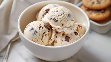 Fototapeta na wymiar cookie Cookie and cream ice cream in white bowl