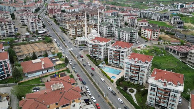 Aerial view Tekirdag of city mosque
