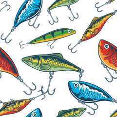 Vector Illustration of Fishing Baits with Vintage Illustration Available for Pattern