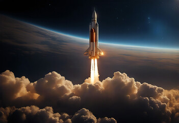 sky mission image starts this furnished Rocket takes NASA night conceptElements Spaceship space three-dimensional illustration fly smoke enterprise astronomy star planet start universe earth - Powered by Adobe