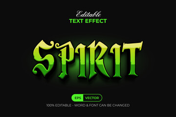 Spirit Text Effect Green Style. Editable Text Effect.