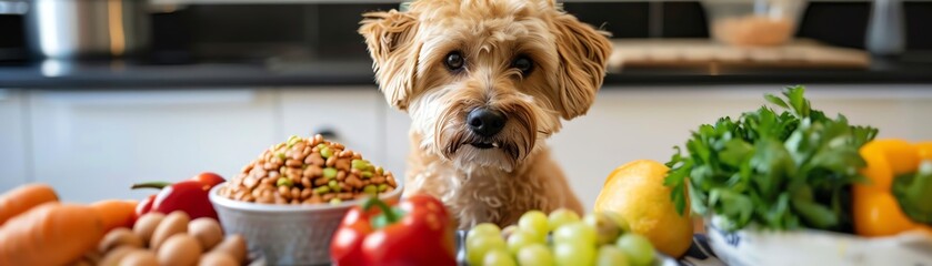 Therapy dogs in a clinical setting combined with the comforting presence of foods known for enhancing gut health