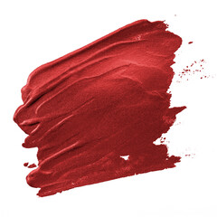 Shimmery metallic cherry red paint brush stroke