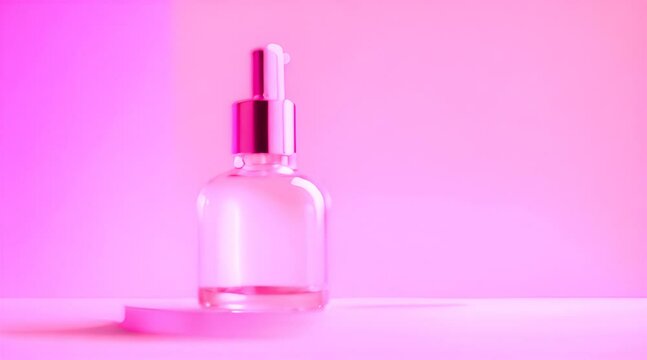 Explosion Effect: Moisturizing Serum Glass Bottle on Pink