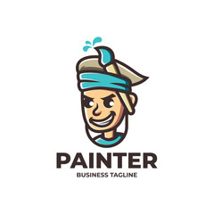 boy painter logo vector
