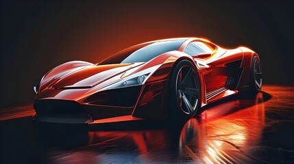 Illustration of a Sleek, Modern Orange Sports Car with Aerodynamic Design | Created with Generative AI
