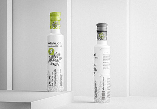 White Olive Oil Bottles Mockup