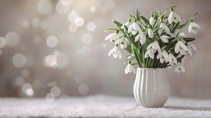 Winter flower arrangement close-up on a hazy backdrop with writing space, Generative AI.