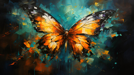 Brightly colored butterfly on a abstruct background