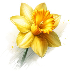 Vivid Yellow Dahlia Flower in Full Bloom Illustration
