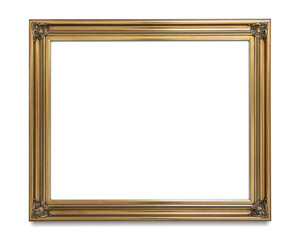 Gold picture frame mockup transparent png