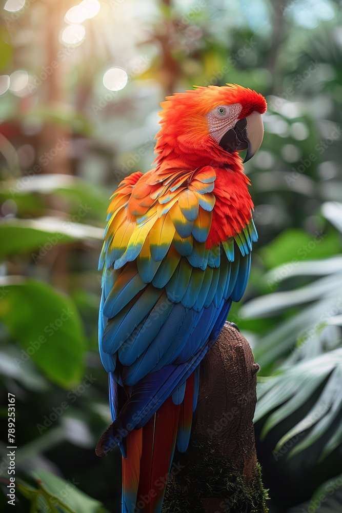 Aufkleber A scene showing a parrot with butterfly wings, each feather bursting with a myriad of colors, flutte