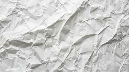 White crumpled paper texture, background for various purposes, copy and text space, 16:9