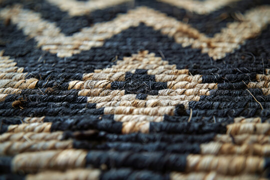 An image of a geometrically patterned rug, with each knot contributing to an intricate array of diam