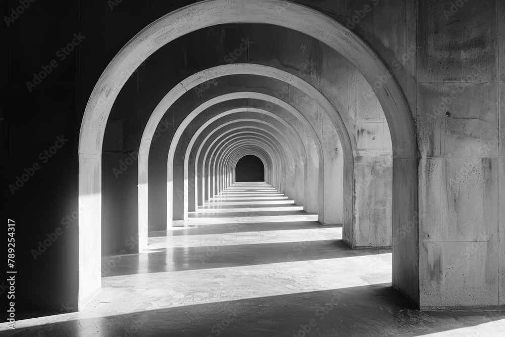 Fototapete an image of a hallway where the walls, floor, and ceiling seamlessly merge, creating a tunnel that a