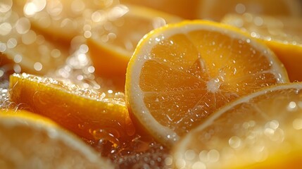 Slices of fresh lemon as background, closeup. Citrus fruit