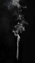 Thin crisp tongue of smoke curling upwards from single source