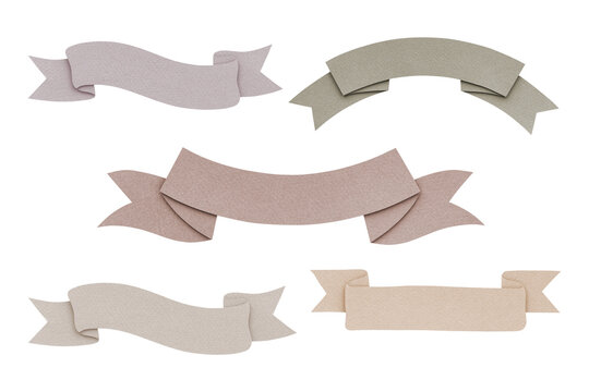 Pale earth tone ribbon paper craft banner mockup set