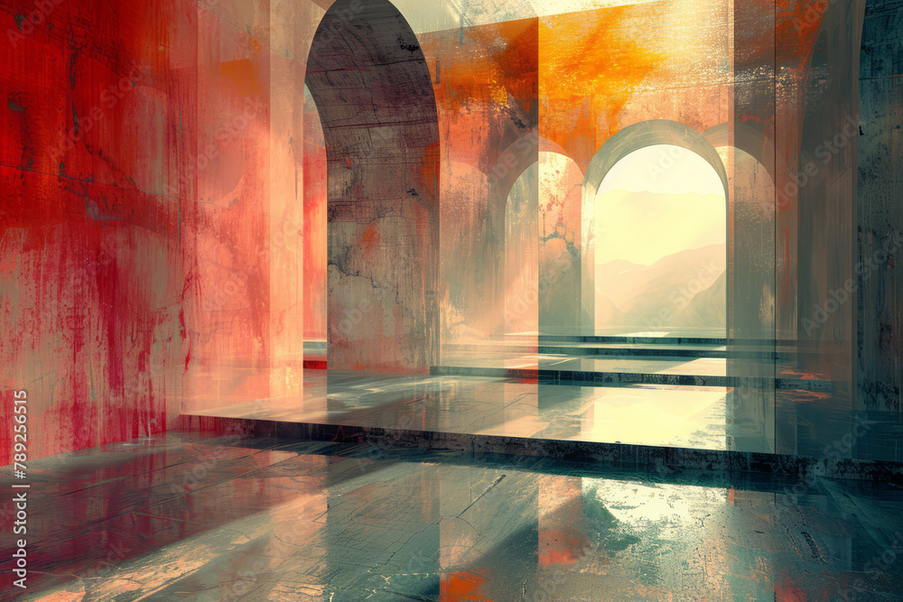 Leinwandbilder a depiction of a virtual reality experience designed with surreal abstract worlds, where users can i