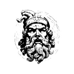 Angry hermes head Hand drawn style. Vector illustration design