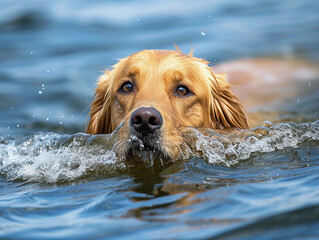 Dog Paddling Through Water