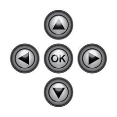 Direction control and ok button icon set on white background. 3D Vector illustration. © TakaYIB