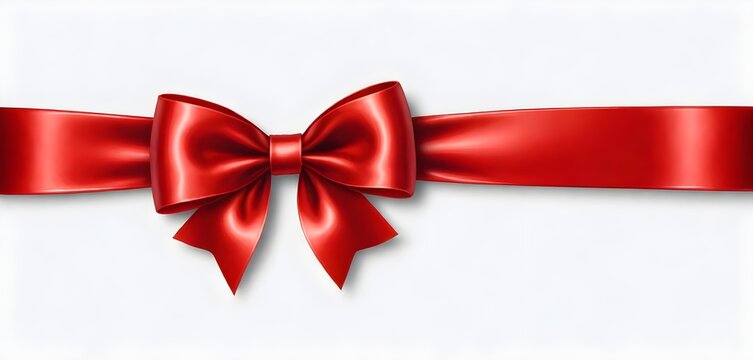 Red satin bow on a white background