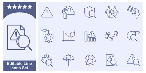 Risk Management icon set. Risk analysis, risk investment symbol template for graphic and web design collection logo vector illustration