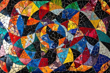 : A mosaic art of a geometric pattern made from tiny pieces of glass