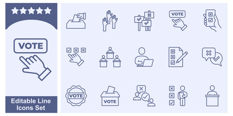 vote icon set. Voting and Election symbol template for graphic and web design collection logo vector illustration