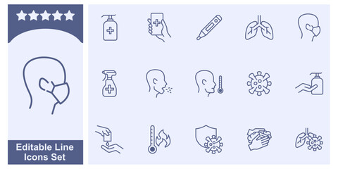 virus Protection icon set. Medecine and Health symbol template for graphic and web design collection logo vector illustration