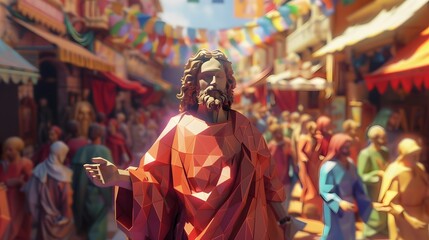 Fototapeta na wymiar Jesus Christ in art toy style Ideas for easy access to religion.