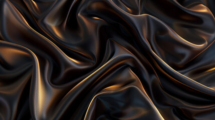 Obraz premium An image displaying the essence of background of velvet and silk folds in shades of dark chocolate and gold, creating an abstract, luxurious texture. through abstract art.