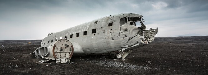 Desert Desolation: Wreckage of Plane Crash in South Iceland Desert in Full 4K image