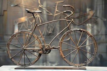 Fototapeta na wymiar : A metal art of a bicycle, with a sleek and modern design
