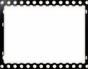Close-up of a blank film strip with sprocket holes on the edges against a white background - obrazy, fototapety, plakaty
