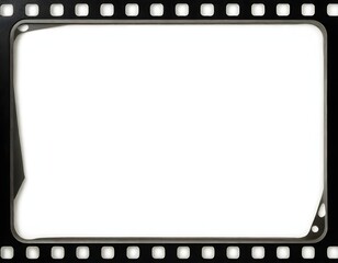 Close-up of a blank film strip with sprocket holes on the edges against a white background - obrazy, fototapety, plakaty