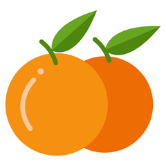 orange fruit with green leaf icon svg