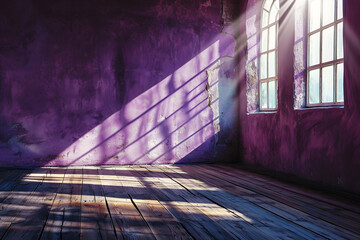 Purple Empty Wall and Wooden Floor